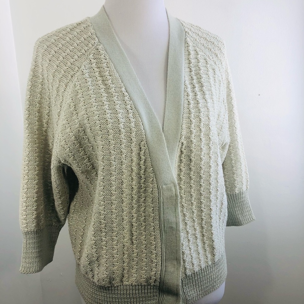 #ZZZ——ST JOHN KNIT CARDIGAN 3/4 SLEEVE SIZE M